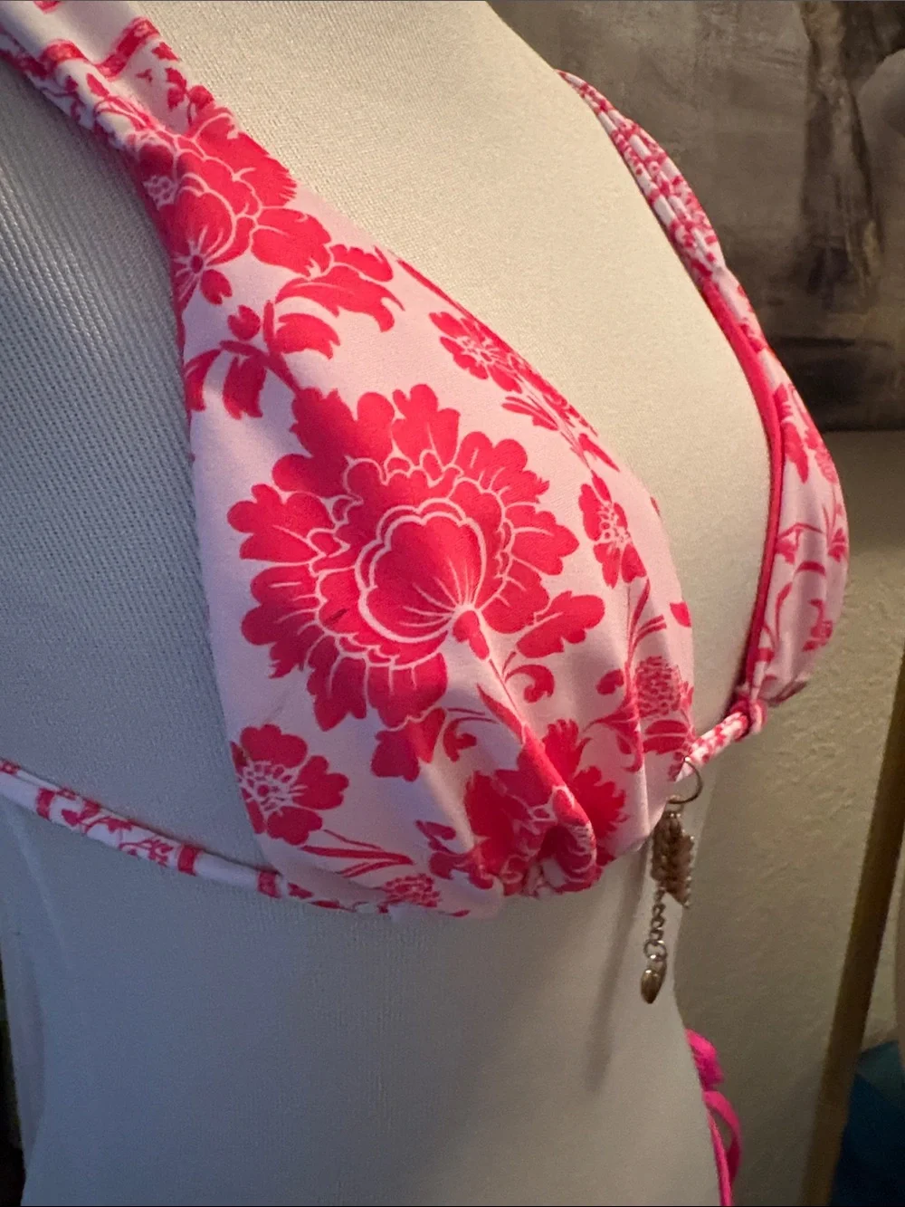 Pink Floral Print Tie-Side Bikini Set